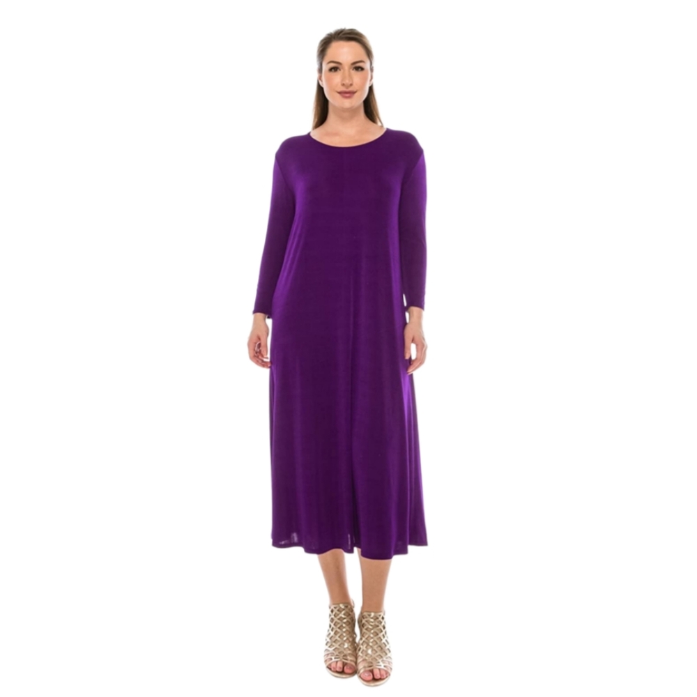 👗 Jostar Women's Stretchy Long Fall Dress QS Purple Medium